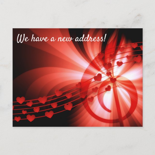 Cartão Postal De Anúncio Cartões-postais de Endereço Novo com Tema Musical (Frente)