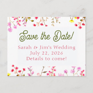 Cartão Postal De Anúncio cartões-postais personalizáveis de save the date