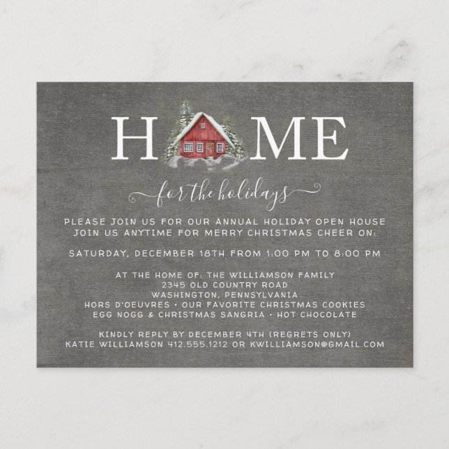 Cartão Postal De Anúncio Casa de Campo em Aquarela para o Feriado Casa Aber (Frente)