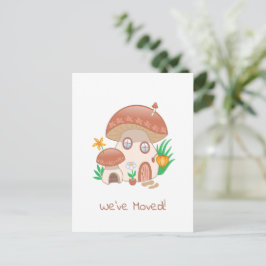 Cartão Postal De Anúncio Casa De Cogumelo De Fada Whimsical Que Mudamos
