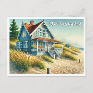 Cartão Postal De Anúncio Casa de Praia Nós nos Mudamos 