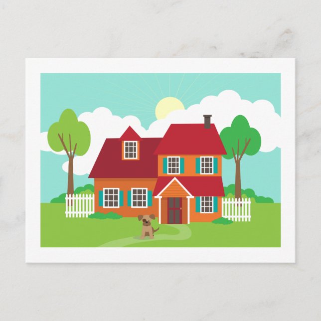 Cartão Postal De Anúncio Casa de Subúrbio Retrô - Mudança de Endereço (Frente)