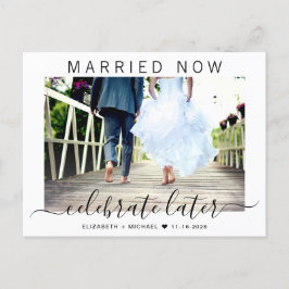 Cartão Postal De Anúncio Casados Agora Celebramos Depois Foto Casamento