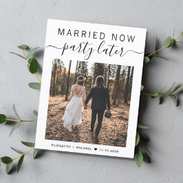 Cartão Postal De Anúncio Casados Agora, Festa Depois Foto Casamento