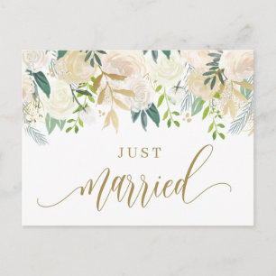 Cartão Postal De Anúncio Casados de Agua-forte Marfim Peônia e Rosa