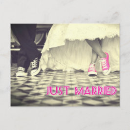 Cartão Postal De Anúncio Casados Recém-Casados Preto Branco Fofo