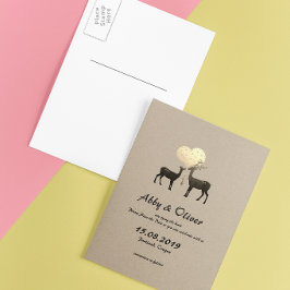 Cartão Postal De Anúncio Casais de Veados Florestais Save The Date