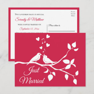 Cartão Postal De Anúncio Casais Recém-Casados Casamento Romântico Vermelho
