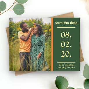 Cartão Postal De Anúncio Casal Africano Laranja e Verde Save The Date