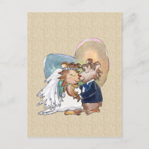 Cartão Postal De Anúncio Casal da dança do casamento dos desenhos animados