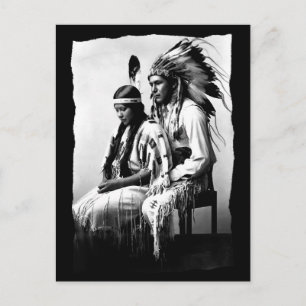 Cartão Postal De Anúncio Casal de ameríndios Vintage do povo Bannock 