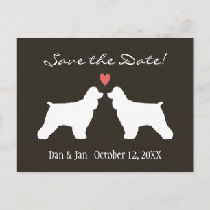 Cartão Postal De Anúncio Casal de Cocker Spaniel Save the Date do Casamento