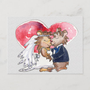 Cartão Postal De Anúncio Casal de Dança de Casamento de Desenho Animado