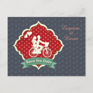 Cartão Postal De Anúncio Casal em bicicleta Retroceder Guardar Cartão-Posta