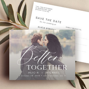 Cartão Postal De Anúncio Casal junto foto de casamento save the date
