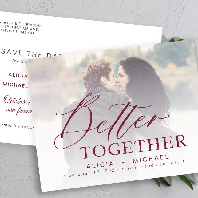 Cartão Postal De Anúncio Casal junto foto de casamento save the date (Criador carregado)