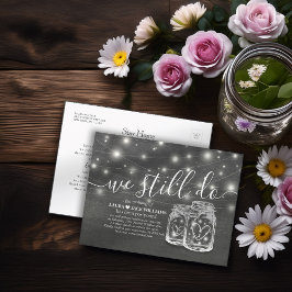 Cartão Postal De Anúncio Casal Mason Jars Ainda Fazemos Adiamento De Casame