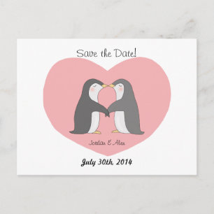 Cartão Postal De Anúncio Casal Pinguins de Cuta Salve o Cartão-Postal de Da