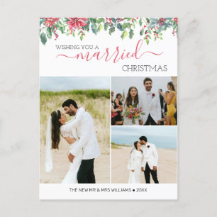 Cartão Postal De Anúncio Casal Recém-Casado Primeiro Natal Foto Personaliza