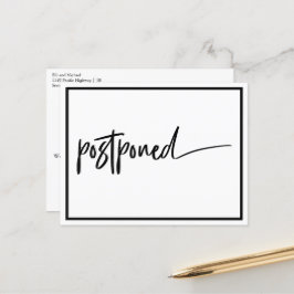 Cartão Postal De Anúncio Casamento Adiado Preto Branco Moderno