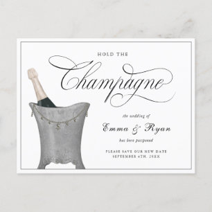 Cartão Postal De Anúncio Casamento Adiado Segure o Champanhe
