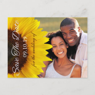 Cartão Postal De Anúncio Casamento Amarelo de Girassol Salvar a Foto de Dat
