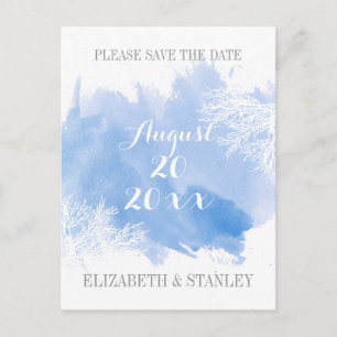 Cartão Postal De Anúncio Casamento azul de recife de coral d'água Salve a d