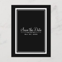 Cartão Postal De Anúncio Casamento Black & White Elegante Chic Salve a Data
