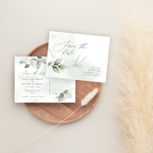 Cartão Postal De Anúncio Casamento botânico de eucalipto dourado aquarela 
