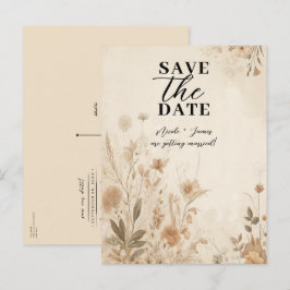 Cartão Postal De Anúncio Casamento Botânico Floral Delicado Vintage Boho 