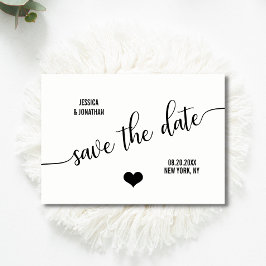 Cartão Postal De Anúncio Casamento Branco Moderno e Elegante SALVE A DATA