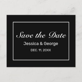 Cartão Postal De Anúncio Casamento Branco Negro Minimalista Moderno