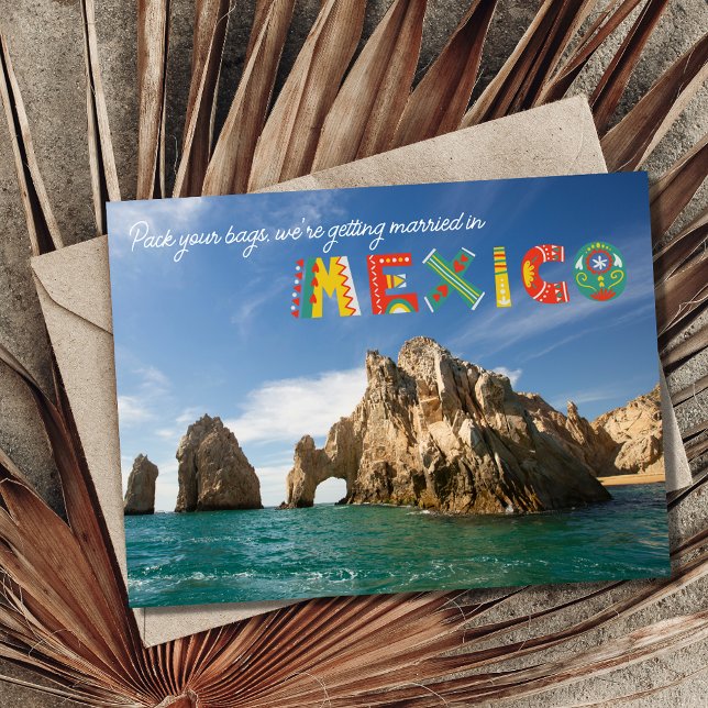 Cartão Postal De Anúncio Casamento Cabo San Lucas México Salvar a Data (Criador carregado)