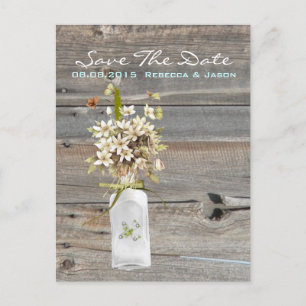 Cartão Postal De Anúncio casamento campestre de madeira de celeiro rústico 