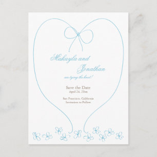 Cartão Postal De Anúncio Casamento Caprichoso Save the Date: Azul