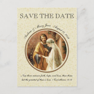 Cartão Postal De Anúncio Casamento católico de Mary St Joseph da noiva & do