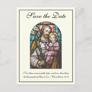 Cartão Postal De Anúncio Casamento Católico de São José Salve a Data