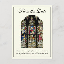 Cartão Postal De Anúncio Casamento Católico em Vidro Estampado Save the Dat