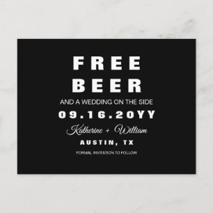 Cartão Postal De Anúncio Casamento Chic Moderno Divertido Cerveja Grátis Sa