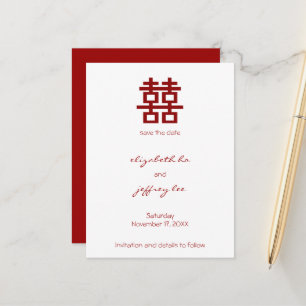 Cartão Postal De Anúncio Casamento Chinês de Felicidade Dupla Vermelha Salv