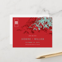 Casamento Chinês De Red Blue Zen Bamboo Salvar A D