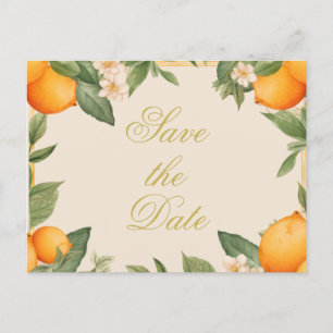 Cartão Postal De Anúncio Casamento Citrus Summer Orange Elegant Salvar A Da