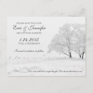 Cartão Postal De Anúncio Casamento clássico de queda de neve de inverno Sal