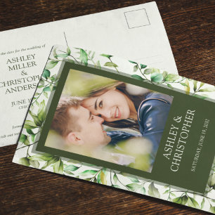 Cartão Postal De Anúncio Casamento Clássico e Elegante com Bordadura Floral