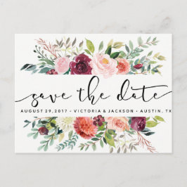 Cartão Postal De Anúncio Casamento Classy Watercolor Autum salvar a data