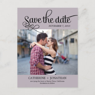 Cartão Postal De Anúncio Casamento com Caligrafia Moderna Salva Data - Amea