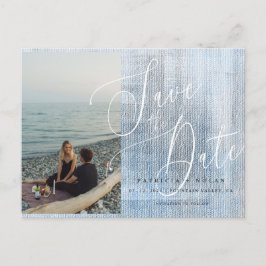 Cartão Postal De Anúncio Casamento com Foto de Save The Date de Letra Moder