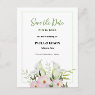 Cartão Postal De Anúncio Casamento Com Lily Rosa Do Gentle White Calla Lily