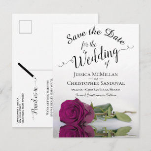 Cartão Postal De Anúncio Casamento com Rosa roxo no gabinete romântico Sal