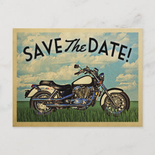 Cartão Postal De Anúncio Casamento Com Vintage Biker